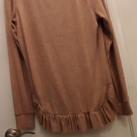 Signature Studio Sz L Tan/Lt Brown, soft, lightweight tunic sweater, long sleeve - Picture 6 of 11